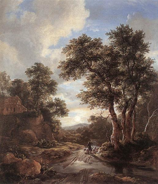 Восход солнца в лесу, c.1670 - c.1682 - Якоб ван Рейсдал