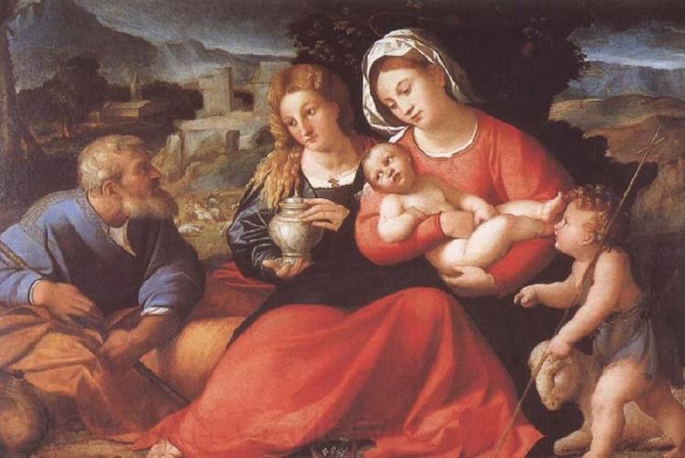 Святое семейство с Марией Магдалиной и младенцем святым Иоанном, ок.1520 - Пальма Веккьо