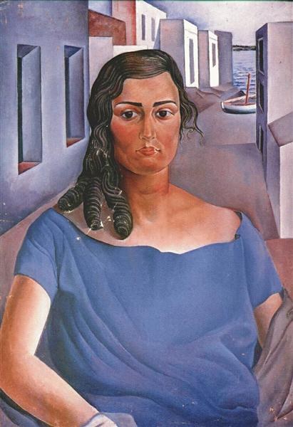 Портрет девушки на фоне пейзажа, c.1924 - c.1926