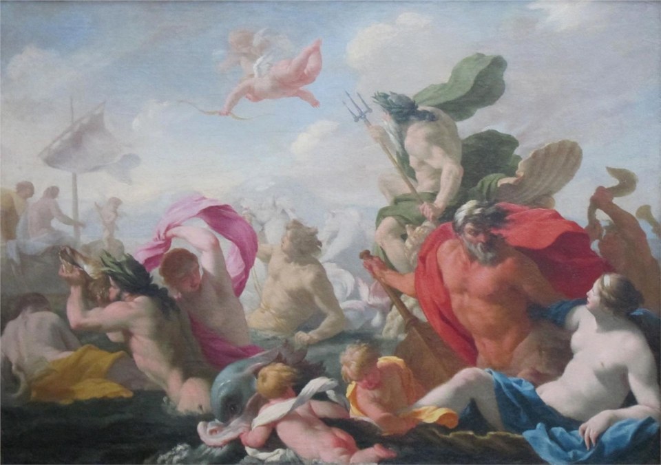 Морские боги, отдающие дань любви, 1638 - Эсташ Ле Сюёр