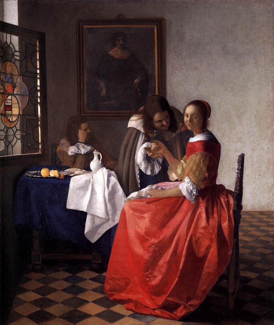 Дама и два джентльмена, c.1659 - Иоганн Вермеер