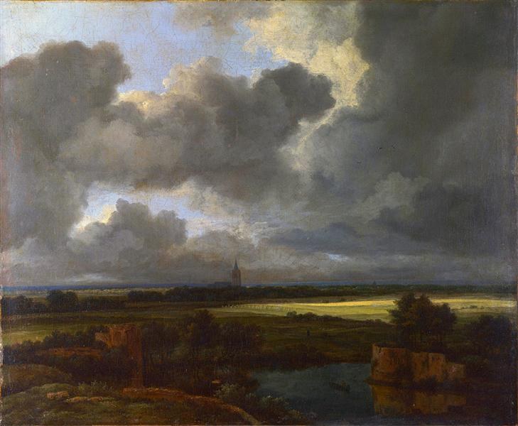 Пейзаж с разрушенным замком и церковью, c.1665 - c.1670 - Якоб ван Рейсдал