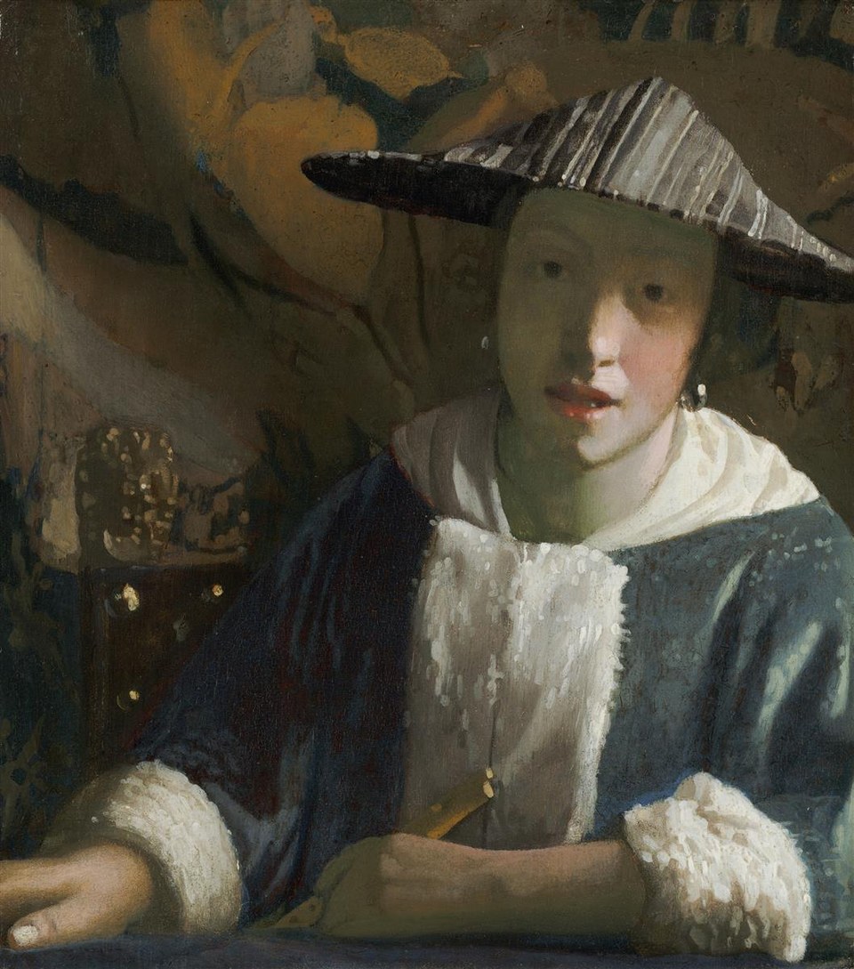 Девушка с флейтой, c.1666 - Иоганн Вермеер