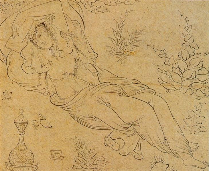 Лежащая женщина, 1595 - Реза Аббаси