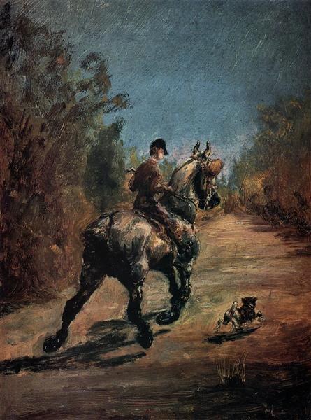 Лошадь и всадник с собачкой, 1879