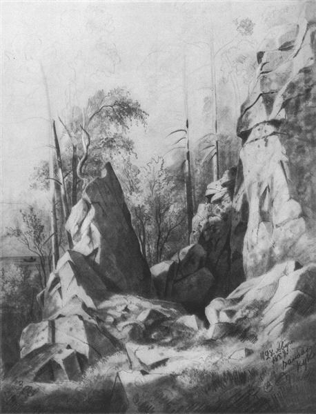 Скалы на острове Валаам. Петух, 1859 - Иван Шишкин