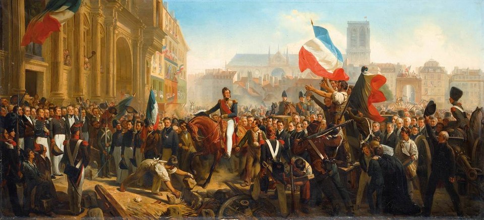 Прибытие Луи-Филиппа на площадь Отель де Виль 31 июля 1830 года.