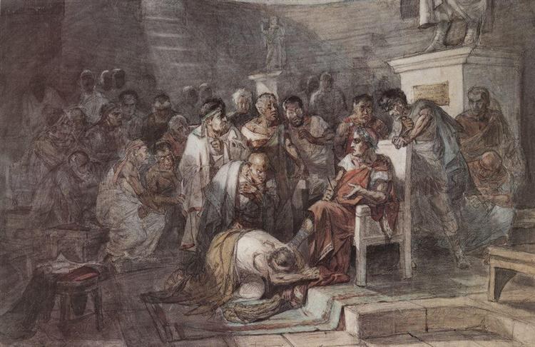 Убийство Юлия Цезаря, c.1875 - Василий Суриков