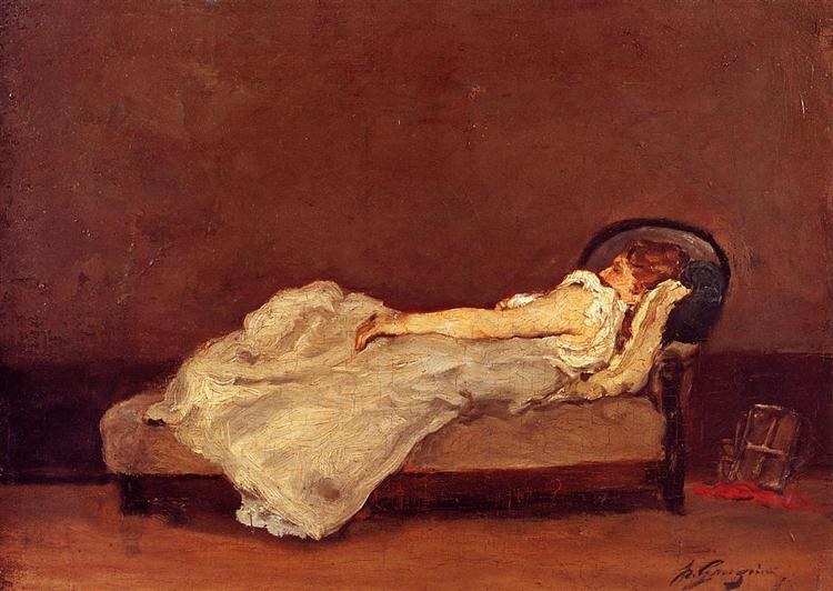 Метте спит на диване, 1875