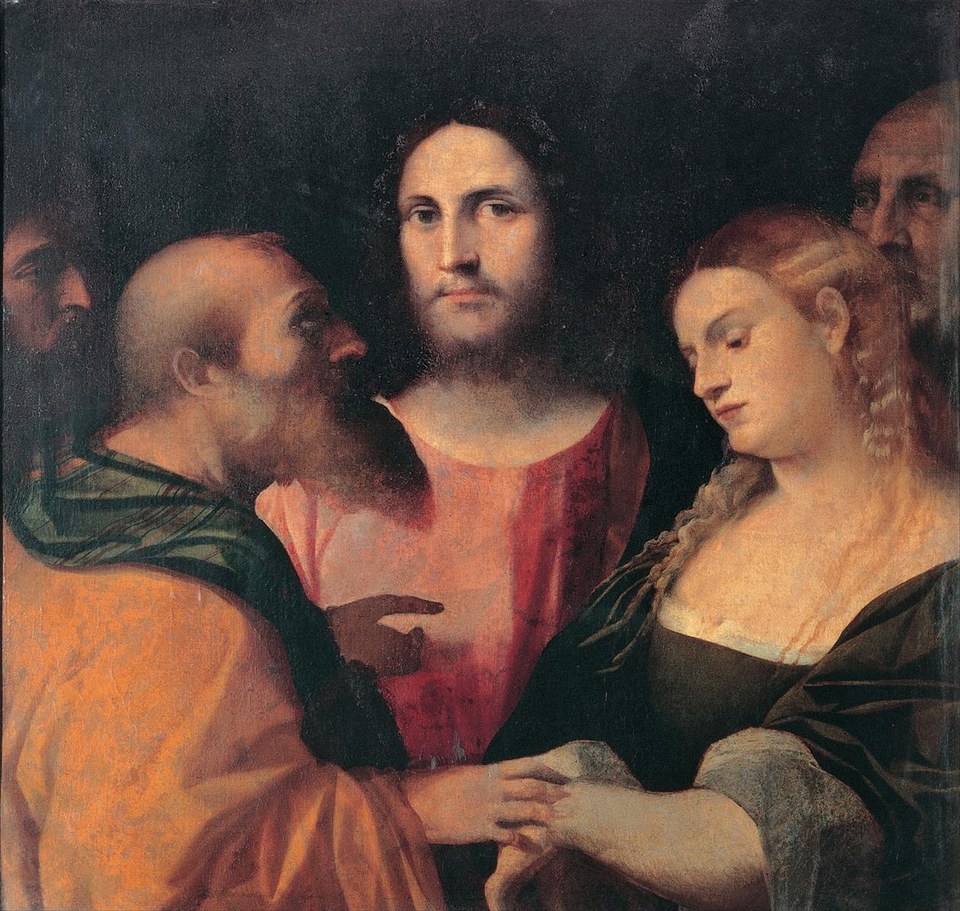 Христос и прелюбодейка, c.1525 - c.1528 - Пальма Веккьо