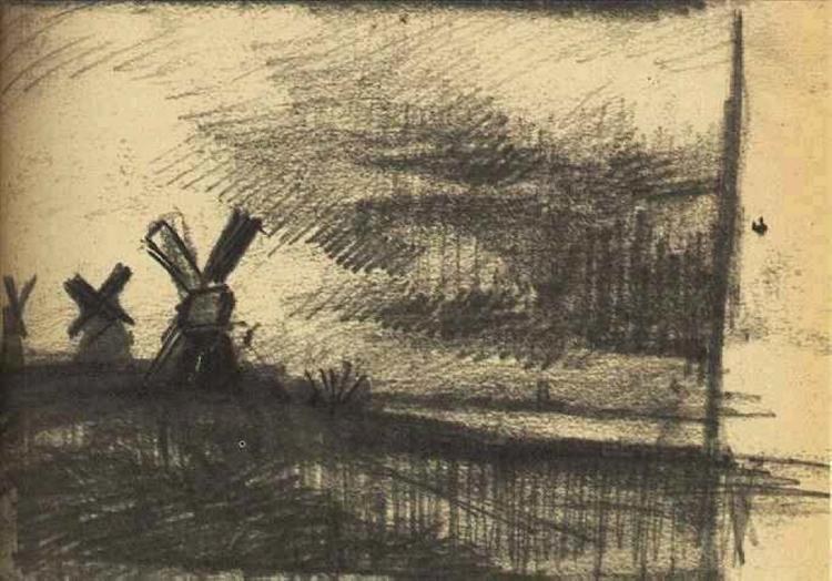 Мельницы в окрестностях Дордрехта, 1877