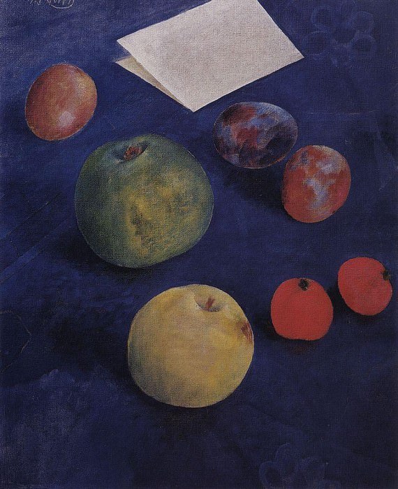Фрукты на синей скатерти. 1921