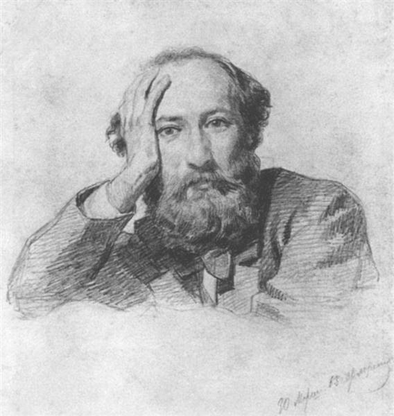 Портрет русского оперного певца-баритона Геннадия Кондратьева, 1863 - Николай Ге